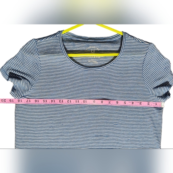 Prince & Fox Marine Tee Small Blue Striped‎ Semi Sheer Short Sleeve T-Shirt Crop - Picture 7 of 9